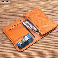 2023 Genuine Leather Wallet Women Men Vintage Handmade Short Small Bifold Mini Slim Purse Card Holder With Zipper c0in Pocket