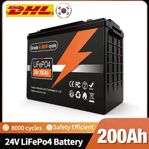 DHL🔋 24v 200Ah Lifepo4 Battery Pack Built-in 200A BMS 24v 100Ah 200Ah Lithium Ion Battery For Boat S