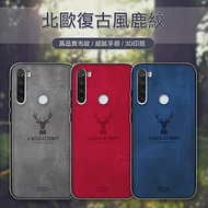 DEER 紅米Redmi Note 8T 北歐復古風 鹿紋手機殼 保護殼 有吊飾孔 海鷗灰