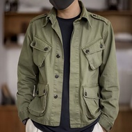 Retro Work American Multi-Pocket Jacket - Military Style Men's Clothing Labor Insurance Top Mlb7 -
