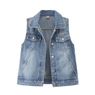 denim vest woman denim suit woman Spring Ripped Denim Vest - Women's Short Sleeve Customizable Optio