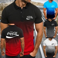 ☏۞❡High Quality New Fashion Coca Cola Men Gradient 3D Dots Print Polo Shirts Shortsleeved Business C Summer New Street Fashion