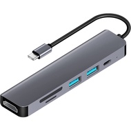 Actual อะแดปเตอร์ฮับ 6 in 1 USB Type-C HDMI VGA RJ45 USB C เป็นการ์ดอ่าน USB 3.0 สําหรับ Macbook Pro