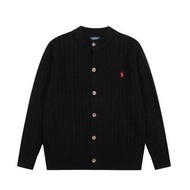 Ralph Lauren純色小馬刺繡logo男士麻花針織開衫外套