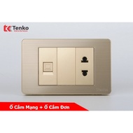 High Quality 2-Prong Wall Socket and LAN Network with Gold Metal Face TENKO TK-C7-076