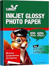 Uinkit 100 Sheets Thick Glossy Photo Paper Picture 8.5x11 62lb 230g 11.1mil Cardstock Postcard Broch