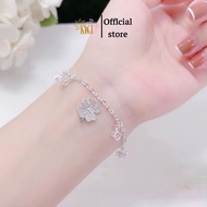 Silver bracelet, mixed with 4-leaf clover, lovely design.