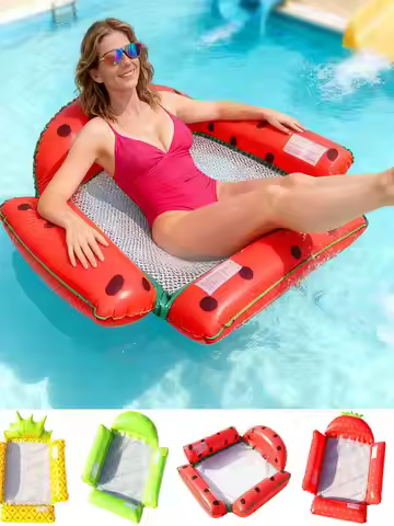 Foldable Fruits Floating Water Hammock Lounger Water Toys Inflatable Floating Bed Chair Summer Swimm