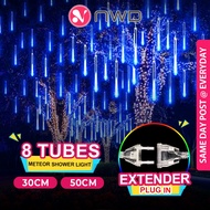 《 𝗖𝗢𝗡𝗡𝗘𝗖𝗧𝗘𝗗 》Meteor Shower Rain Light Extendable LED Fairy String Lights Tubes Lampu Taman 流星灯 NWD