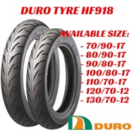 Duro Tubeless Tayar Tyre Motorcycle HF918 70/90 80/90 90/80 100/80 110/70 120/70-17 120/70 130/70-12 DURO Tubeless Tyre