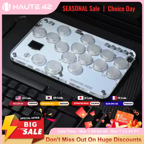 Haute42 Arcade Joystick Hitbox Leverless Controller Fight Sticks For PC / Ps4 /Switch Mini Hitbox Fi