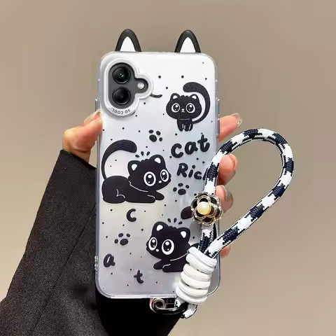 3D Cute Ear Cat Claws Dog Cartoon Phone Case For Samsung Galaxy A06 A16 A36 A56 A07 A17 F17 F07 F12 