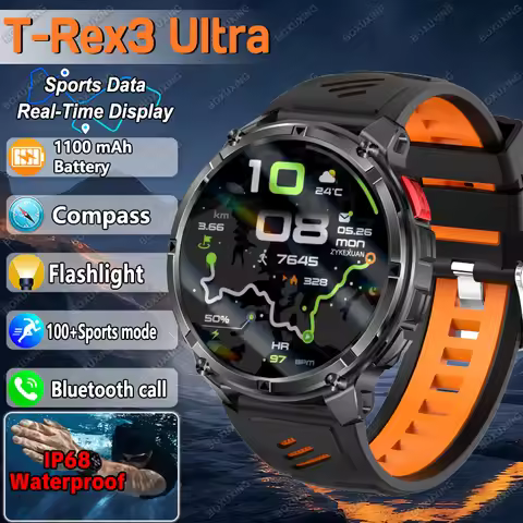 2026 New T-Rex3 Ultra Military Smart Watch 1100mAh Battery GPS Path IP68 Waterproof Sports Tracker O