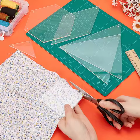 6pcs Shapes Acrylic Quilting Template Hexagon Square Triangle Transparent Sewing Rulers Templates fo