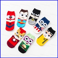 SQ4 Anime hero superman spiderman socks cartoon boat low cut men trendy cotton  QS4