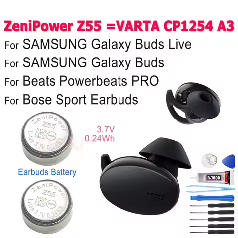 ZeniPower Z55 Replace VARTA A1254 Battery For SAMSUNG Galaxy Buds Live,Bose Sport Earbuds ,Beats Pow