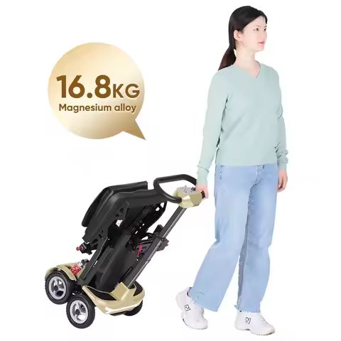 Ultra Lightweight Magnesium 4 Wheel Mobility Scooter Portable Self-Folding Handicapped Scooter for E