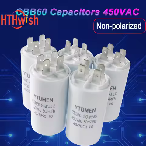 1/2pcs CBB60 Starting Capacitor 450VAC 4pin Motor Run Capacitors 5% 450V 4uf-60uf for Washing Machin