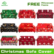 Christmas Sofa Cover 1/2/3/4 Seater Sofa Cover Stretchable L Shaped Sofa Slipcover Sofa Cover(L Shaped Sofa Need Buy 2 Pcs)