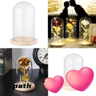 PATH Glass cloche Fairy Lights Home Decor Transparent Bottle Glass Vase Jar Wooden base