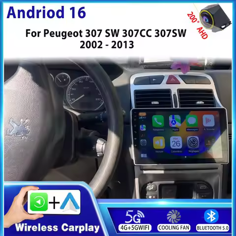9"Android 16 12G+256G For Peugeot 307 SW 307CC 307SW 2002 - 2013 2DIN 4G NET+WiFi DSP Car Radio Mult