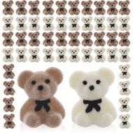 Prasacco 50 Pcs Mini Bears Miniature Bears Tiny Bear Acrylic Mini Flocked Bears Plastic Small Bears 
