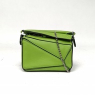 LOEWE Puzzle幾何包超迷你mini綠色牛皮