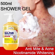 500ML Sulfur Shower Gel Acne Removing Shower Gel Whitening Soothing Shower Gel Antibacterial Deep Cl