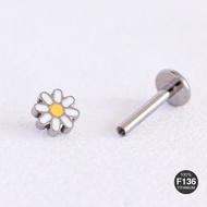 (1 Piece) White Chrysanthemum Earrings - Titanium F136 - Kassy
