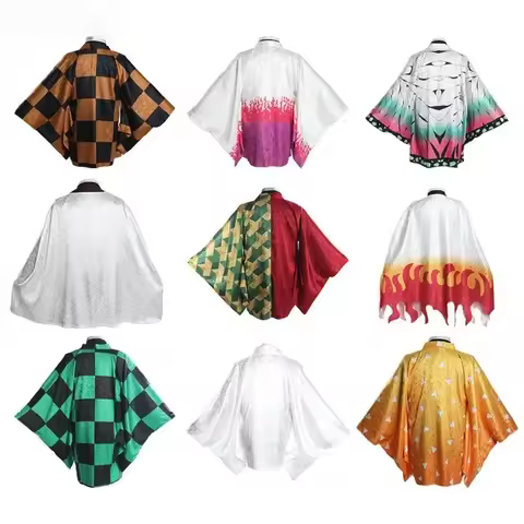 Anime character Tomioka Giyuu Kamado Tanjiro cloak cosplay costume kimono brocade cape dark flow hao