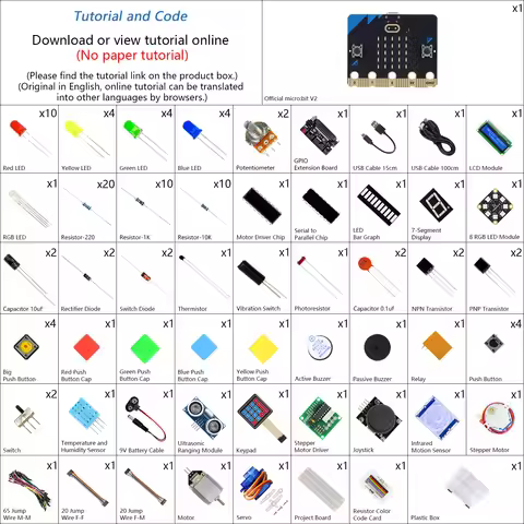 Ultimate Kit micro:bit V2 Freenove Ultimate Starter Kit for micro:bit V2, Blocks and Python Code, 31