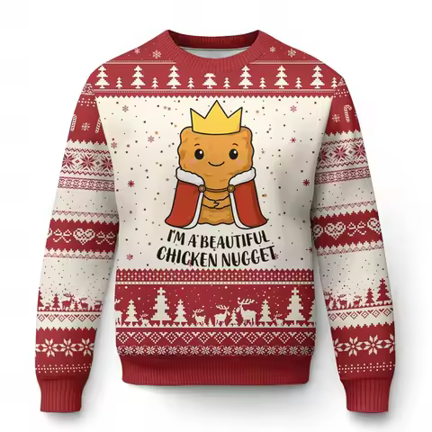 Funny Chicken Nuggets Pattern Ugly Christmas Sweater Fashion Holiday Wear 3D Printed Xmas Sweatshirt