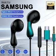 For Samsung Type C 3.5mm Headphones Noise Reduction Music Wired Earplugs For Samsung Galaxy S25 S24 