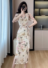 dress wanita korea motif kupu kupu besar D8141