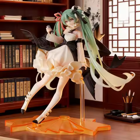 New Anime Miki Cute Kawaii Virtual Singer Miki Manga Statue Pvc Pedestrian Handmade, Desktop Ornamen