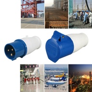 【Weloves】 240V 16A 3 PIN BLUE SITE INDUSTRIAL PLUGS &amp; SOCKETS MALE/FEMALE IP44 2P + EARTH