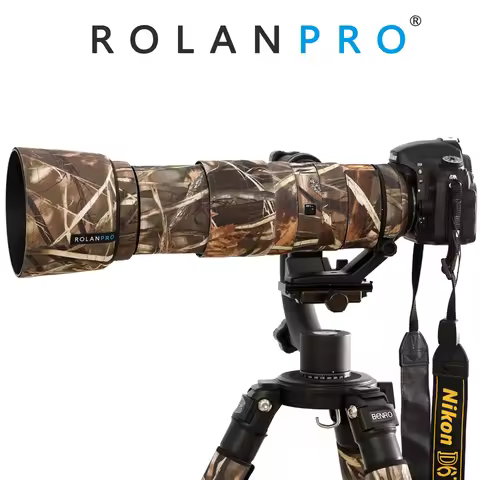 ROLANPRO Camera Lens Coat Camouflage Rain Cover For Nikon AF-S 200-500mm F5.6E ED VR Protective Case