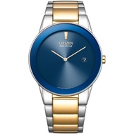 [𝐏𝐎𝐖𝐄𝐑𝐌𝐀𝐓𝐈𝐂] Citizen Eco-Drive AU1064-85L AU1064-85 Blue Analog Two Tone Gold Solar Men's Dress Watch