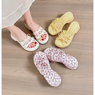 (Slim Feet 1 Size Discount/Normal Straight Size) TX815 Cute Princess Bow Sandals 6cm Thick Heel Very