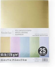 RECOLLECTIONS FOIL CARDSTOCK - Pastels 65lb 25 sheets 8.5x11