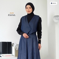 Oberbe - Kana Vest Denim West | Modern Semi-Formal Office Women's Vest | Outer Modest Adjustable Bel