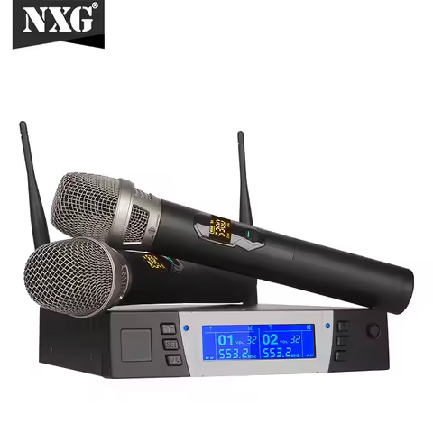Two-Channel Wireless Microphone System, Portable Handheld Microphone Karaoke Dynamic Microphone Syst