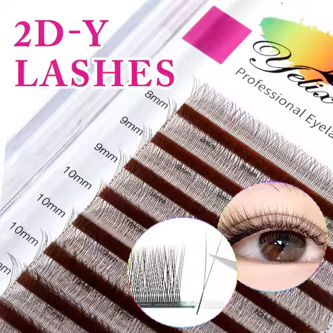 Yelix Auto Fans 2D Y Eyelash Extensions Dark Brown Premium Individual False Lashes Professional Lash