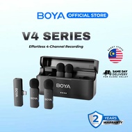 BOYA BY-V4/V4D/V4U 4-Channel Lavalier Lapel Wireless Microphone for iP/USB-C/Tablet/Laptop/Camera
