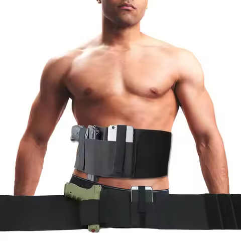 95cm Tactical Concealed Belly Gun Holster Universal Left/Right Holster for Gun Carrying and Magazine