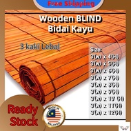 MY8 3'(W) x 4'~12'(H) Modern Outdoor Wooden Blind Bidai Kayu Meranti Local Stock 'MY1033M'