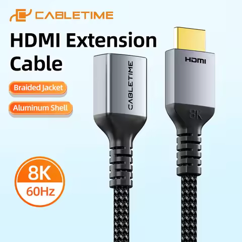 CABLETIME 8K HDMI Extension Cable 8K@60Hz Resolution HDMI 2.1 Cable 48Gbps Aluminum Shell for Monito