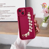 HP GC95 CASE CASING SILICON MATTE ROSE PEARL CHAIN GRIP - CASING COMPATIBLE FOR SAMSUNG S25+ ULTRA A