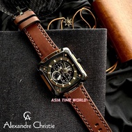 [Original] Alexandre Christie 3039 MCLBRBA Chronograph Square Men's Watch Brown Genuine Leather 3030m