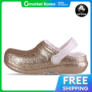 Crocs(ครอคส์) | รองเท้าแตะ Crocs Classic Lined Glitter สำหรับผู้หญิง ฤดูหนาว รองเท้าแตะขนเฟอร์สีโรสโ